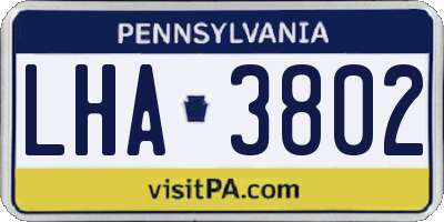 PA license plate LHA3802