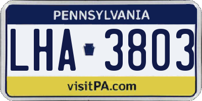 PA license plate LHA3803