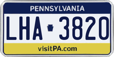 PA license plate LHA3820