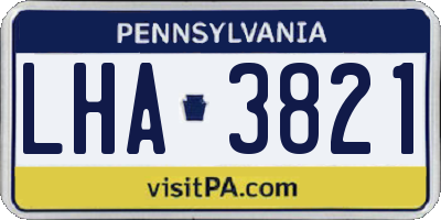 PA license plate LHA3821