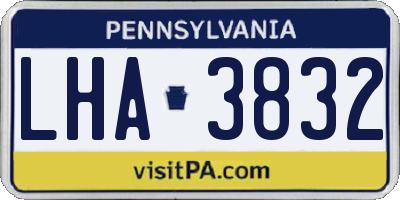 PA license plate LHA3832