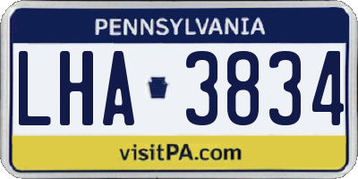 PA license plate LHA3834