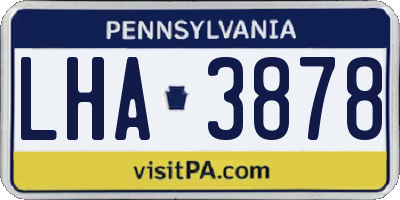 PA license plate LHA3878