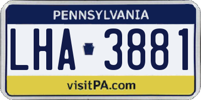 PA license plate LHA3881