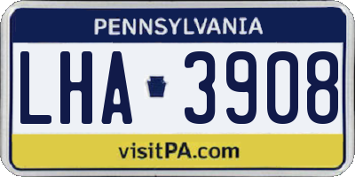 PA license plate LHA3908