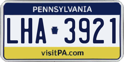 PA license plate LHA3921