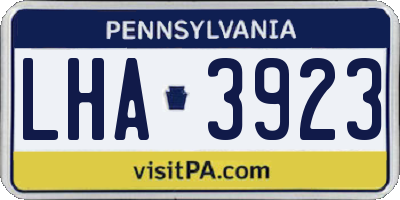 PA license plate LHA3923