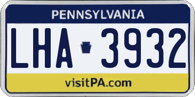 PA license plate LHA3932