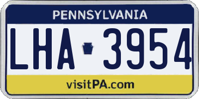 PA license plate LHA3954
