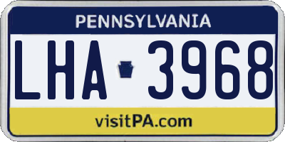 PA license plate LHA3968