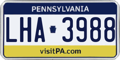 PA license plate LHA3988