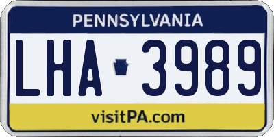 PA license plate LHA3989