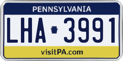 PA license plate LHA3991