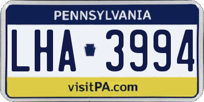 PA license plate LHA3994