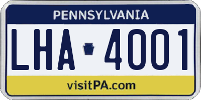 PA license plate LHA4001