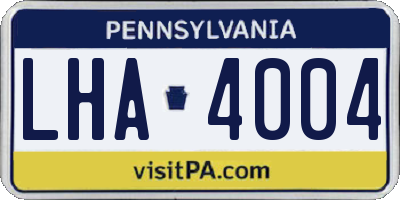 PA license plate LHA4004