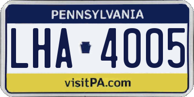 PA license plate LHA4005