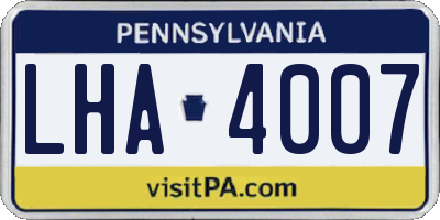 PA license plate LHA4007