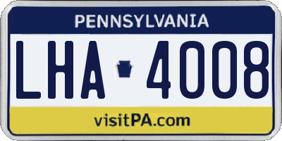 PA license plate LHA4008