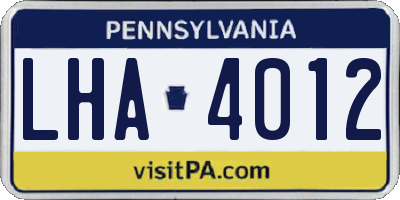 PA license plate LHA4012