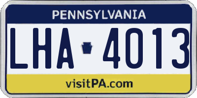 PA license plate LHA4013
