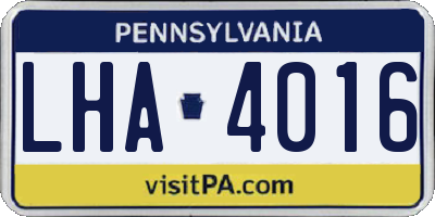 PA license plate LHA4016