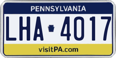 PA license plate LHA4017