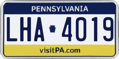 PA license plate LHA4019