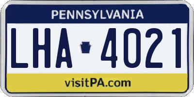 PA license plate LHA4021