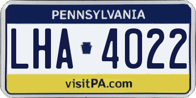 PA license plate LHA4022