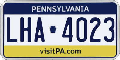 PA license plate LHA4023