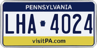 PA license plate LHA4024