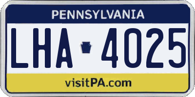 PA license plate LHA4025