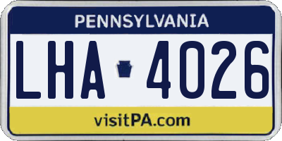 PA license plate LHA4026