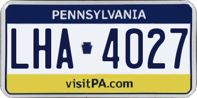 PA license plate LHA4027