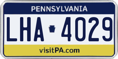PA license plate LHA4029