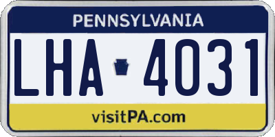 PA license plate LHA4031