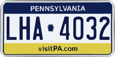 PA license plate LHA4032