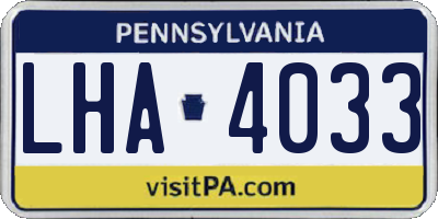 PA license plate LHA4033
