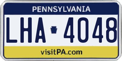 PA license plate LHA4048
