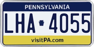 PA license plate LHA4055