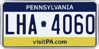 PA license plate LHA4060