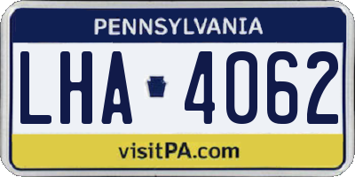 PA license plate LHA4062