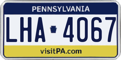 PA license plate LHA4067