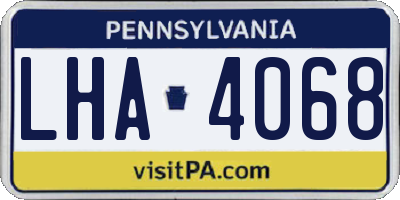 PA license plate LHA4068