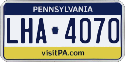 PA license plate LHA4070