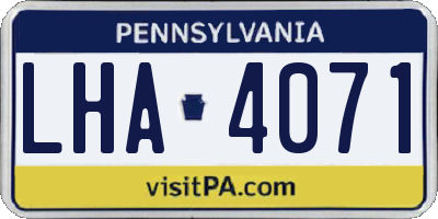 PA license plate LHA4071