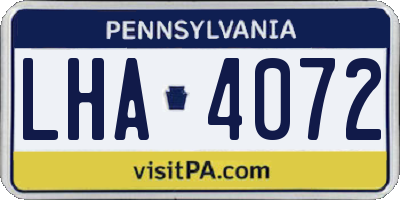 PA license plate LHA4072