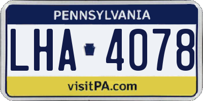 PA license plate LHA4078