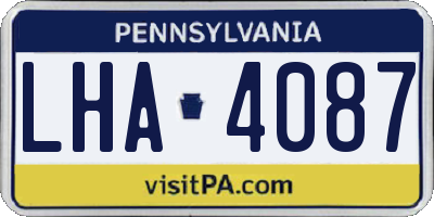 PA license plate LHA4087